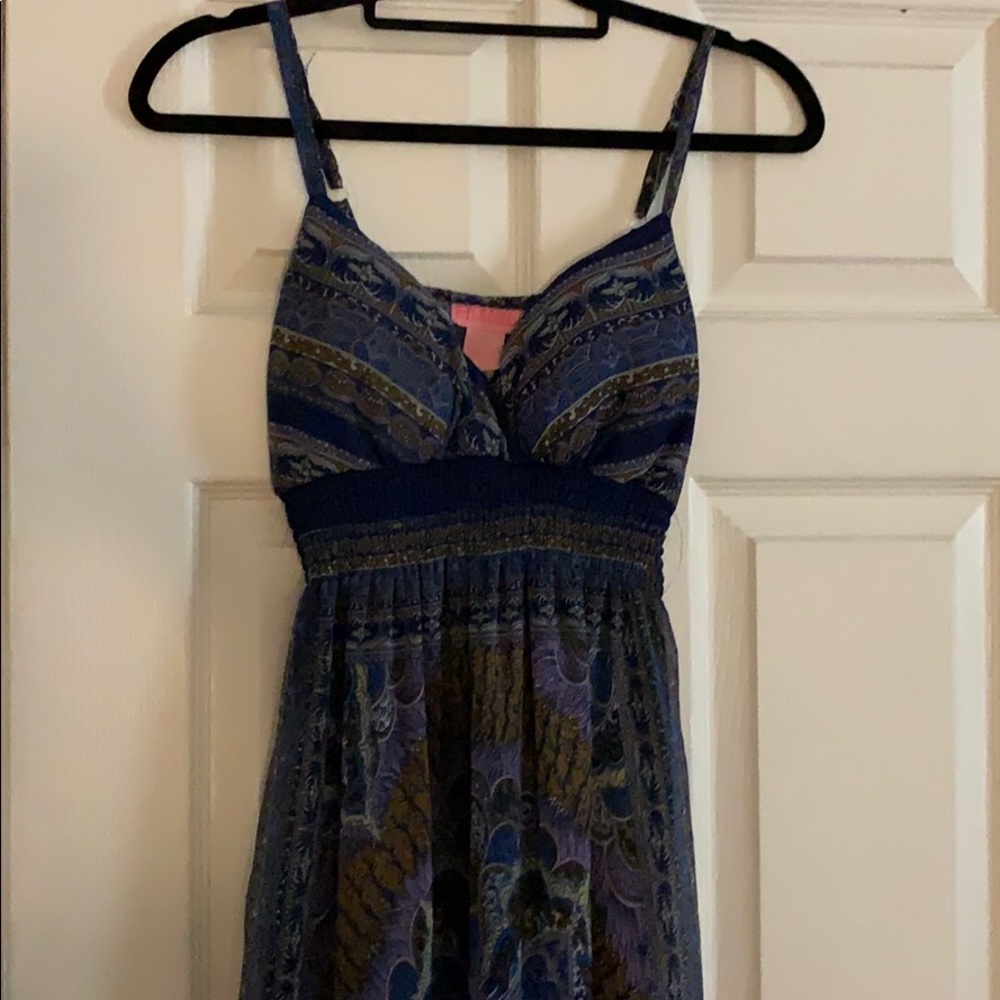 Blue patterned maxi dress